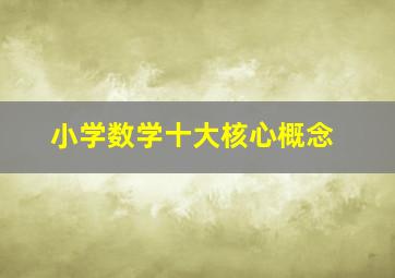 小学数学十大核心概念