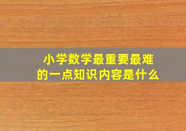 小学数学最重要最难的一点知识内容是什么