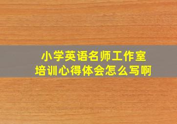 小学英语名师工作室培训心得体会怎么写啊