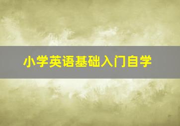 小学英语基础入门自学