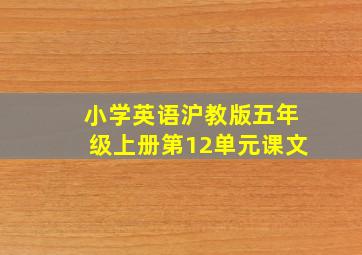 小学英语沪教版五年级上册第12单元课文