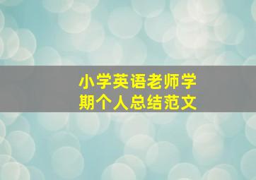 小学英语老师学期个人总结范文