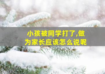 小孩被同学打了,做为家长应该怎么说呢