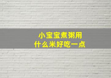 小宝宝煮粥用什么米好吃一点