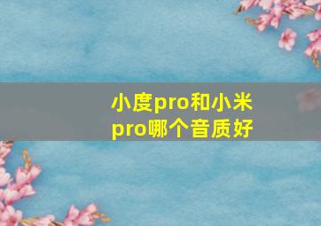 小度pro和小米pro哪个音质好