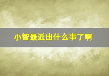 小智最近出什么事了啊