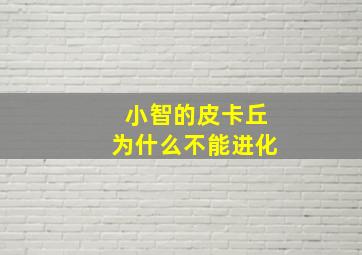 小智的皮卡丘为什么不能进化