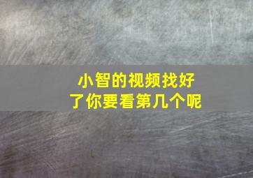 小智的视频找好了你要看第几个呢