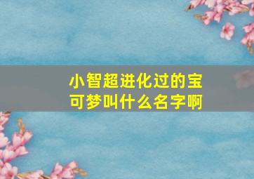 小智超进化过的宝可梦叫什么名字啊