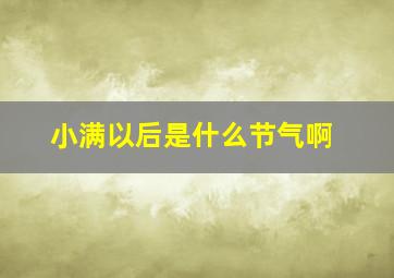 小满以后是什么节气啊