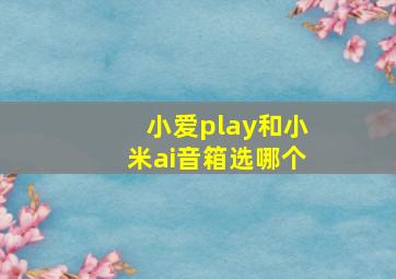 小爱play和小米ai音箱选哪个