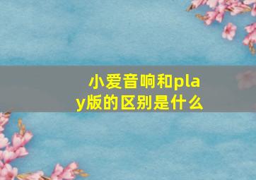 小爱音响和play版的区别是什么