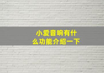 小爱音响有什么功能介绍一下