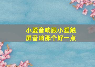 小爱音响跟小爱触屏音响那个好一点