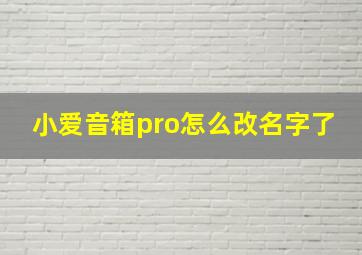 小爱音箱pro怎么改名字了