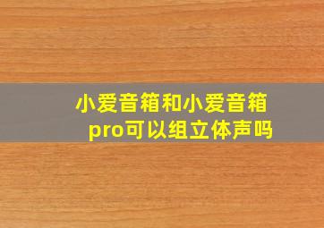 小爱音箱和小爱音箱pro可以组立体声吗