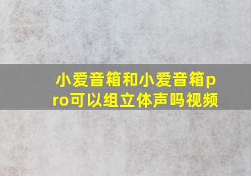 小爱音箱和小爱音箱pro可以组立体声吗视频