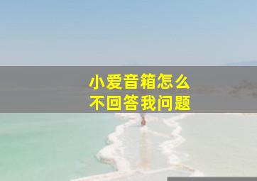 小爱音箱怎么不回答我问题