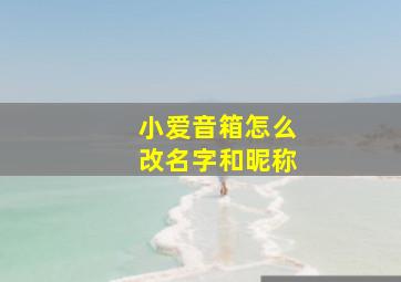 小爱音箱怎么改名字和昵称