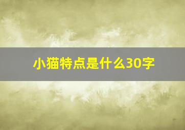 小猫特点是什么30字