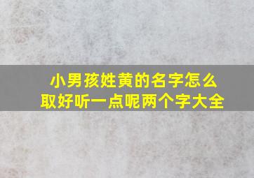 小男孩姓黄的名字怎么取好听一点呢两个字大全