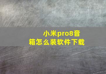 小米pro8音箱怎么装软件下载