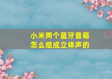 小米两个蓝牙音箱怎么组成立体声的