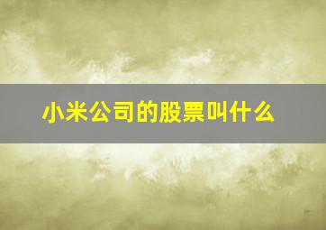 小米公司的股票叫什么