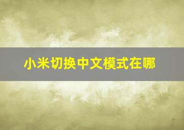 小米切换中文模式在哪