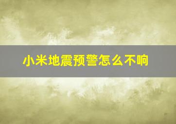 小米地震预警怎么不响