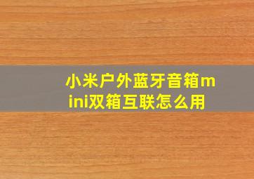 小米户外蓝牙音箱mini双箱互联怎么用