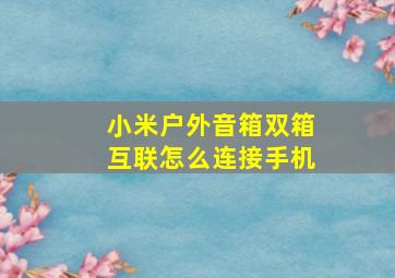 小米户外音箱双箱互联怎么连接手机