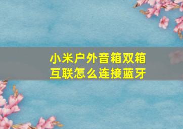 小米户外音箱双箱互联怎么连接蓝牙