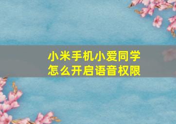 小米手机小爱同学怎么开启语音权限