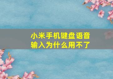 小米手机键盘语音输入为什么用不了