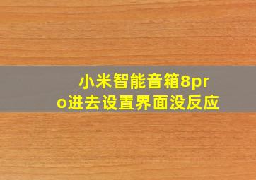 小米智能音箱8pro进去设置界面没反应