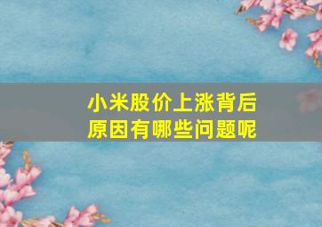 小米股价上涨背后原因有哪些问题呢