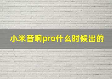 小米音响pro什么时候出的