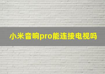 小米音响pro能连接电视吗