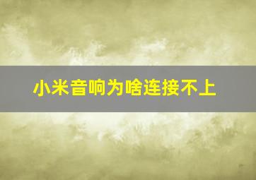 小米音响为啥连接不上