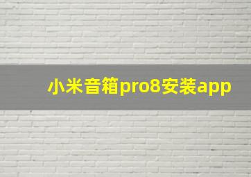 小米音箱pro8安装app