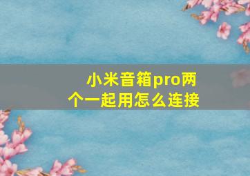 小米音箱pro两个一起用怎么连接