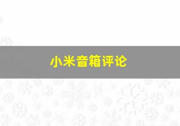 小米音箱评论