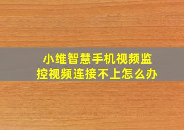 小维智慧手机视频监控视频连接不上怎么办