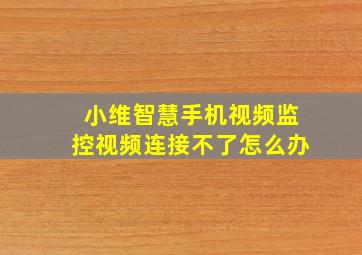 小维智慧手机视频监控视频连接不了怎么办