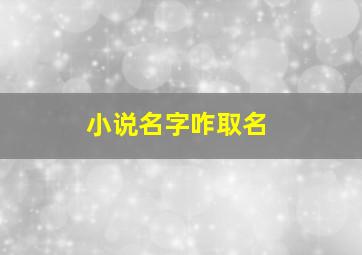 小说名字咋取名