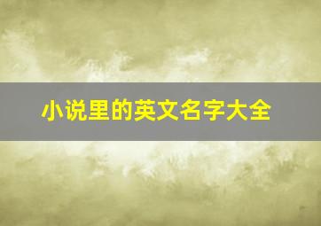 小说里的英文名字大全