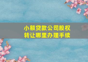 小额贷款公司股权转让哪里办理手续