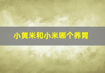 小黄米和小米哪个养胃