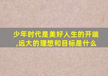 少年时代是美好人生的开端,远大的理想和目标是什么